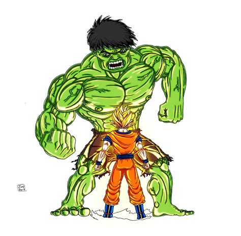 Hulk would be defeated (as he has been many times) before he had chance to become that powerful. #Hulk #Fan #Art. (Goku VS Hulk) By: Jonathan Terrasse ...