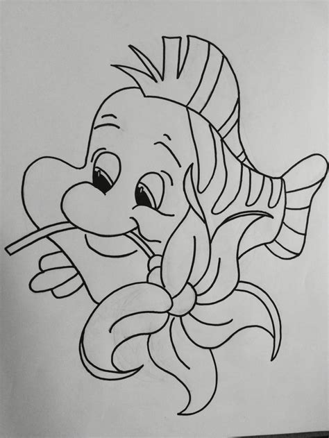 Free printable little mermaid coloring pages. colouring page: Flounder, The Little Mermaid | The little ...