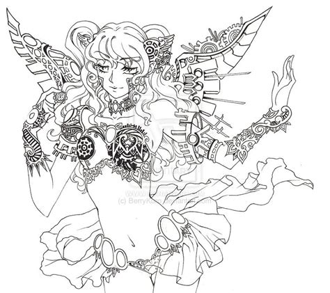 Femme fatales, steampunk, goth and fantasy girls coloring book by penny farthing graphics on amazon.com. detailed line drawing steampunk - Google Search | Animal ...