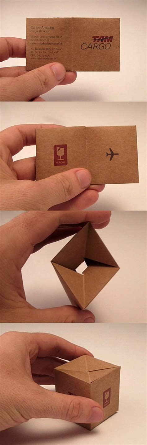 Folded business cards possess space for branding and logos as well as personal and business information. Clever 3D Folding Business Card For A Shipping Company ...