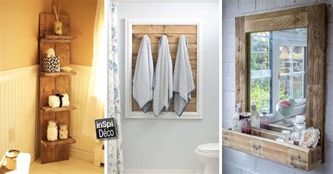 Cette étagère murale habillera un angle de votre salle de bain en créant un espace de rangement ! idee deco salle de bain palette - Idée de déco