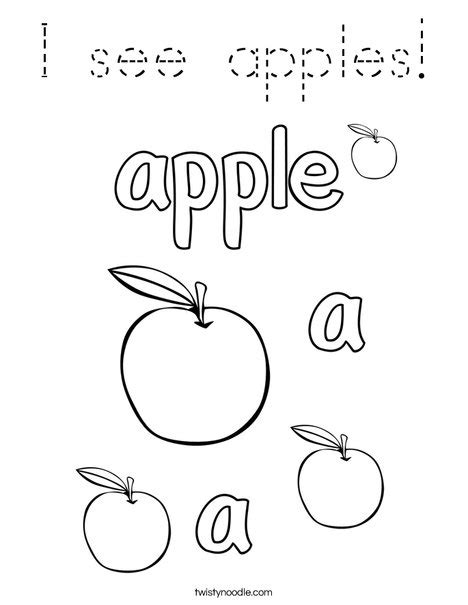 Spark kids' creativity every day of the week. I see apples Coloring Page - Tracing - Twisty Noodle