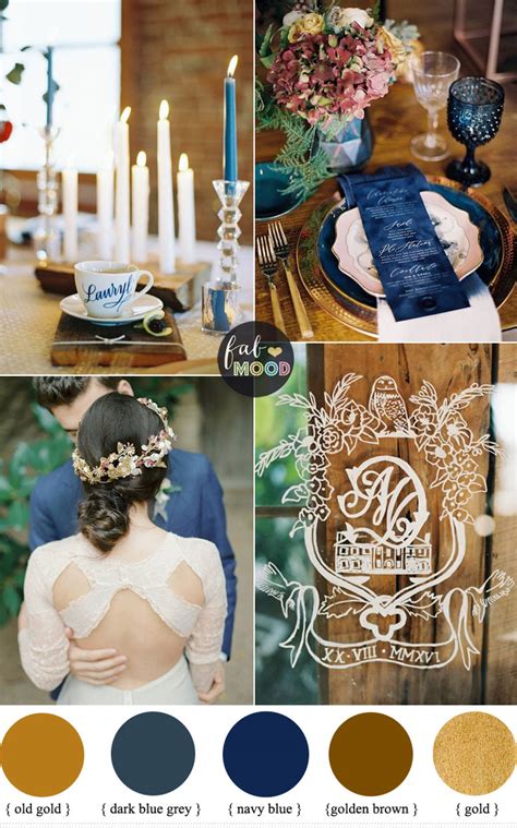 10 fall wedding color ideas you'll love for 2017. Navy blue and gold wedding colors you'll fall in love