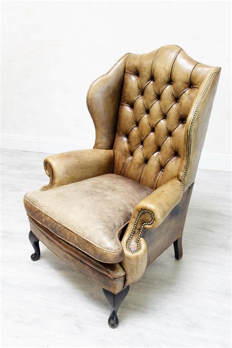 Angel mobility chesterfield style queen anne fireside orthopedic wing high back bonded leather armchair arm chair. Chesterfield Armchair Wing Chair Antique Chair For Sale at ...