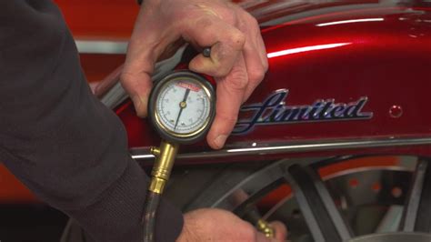 Air pressure supports the weight of the vehicle. Checking Harley Tire Pressure and Inspecting Tread (With ...