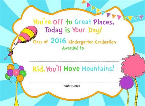 Oh, the places you'll go! Dr. Seuss Inspired Kindergarten Graduation by SJPInvitations | Kindergarten graduation ...
