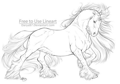 Horses are animals that have a character like humans, it is very sensitive can be unfriendly, wild, difficult to set, and can also be friendly even obey what people command, depending on their treatment. Free To Use Lineart Gypsy Vanner 2017 by Darya87 on DeviantArt