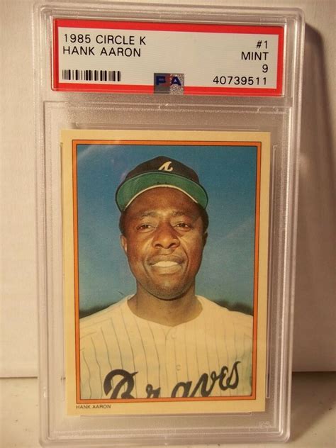 1985 topps baseball is one of the most recognizable set of the 1980s. 1985 Circle K Hank Aaron PSA Mint 9 Baseball Card #1 MLB ...