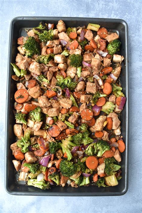 In a bowl, stir together oil, salt and pepper. Sheet Pan Sesame Chicken | The Nutritionist Reviews