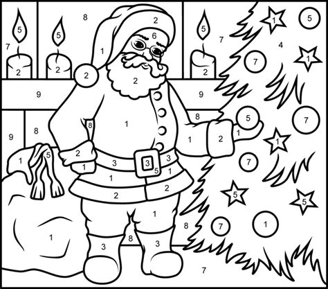 Moon and star christmas coloring page. Santa Claus - Printable Color by Number Page | Christmas ...