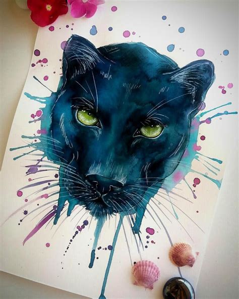 Find more black panther watercolor graphics at getdrawings.com. 🎨🌸🐚black panther🐚🌸🎨 #ilustración #illustration #arte # ...
