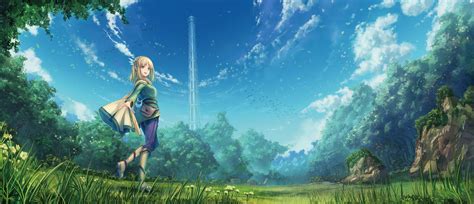My path to anohana and the anthem of the heart full metal. anime, anime girls, landscape, sky, clouds, Leadale no ...