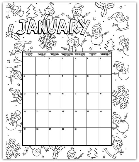 To print this fun december calendar free coloring page, simply right click on the picture and select print. january 2019 coloring page printable calendar | Coloring ...