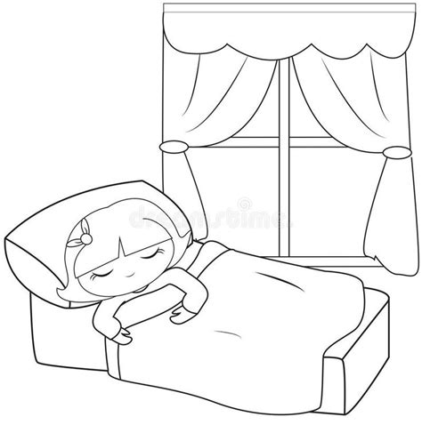 A free black and white child sleeping clip art image for teachers, classroom lessons, educators, school, print, scrapbooking and more. Girl Sleeping Coloring Pages | Little girl drawing ...