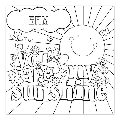 Includes color version to print and enjoy! Sunshine Color Me Canvas Wall Art in 2020 | Free adult ...