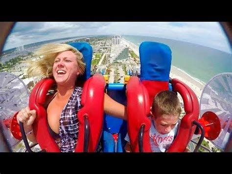 Slingshot charges an additional fee to ride. Mom tries to save son from falling then.. - YouTube in ...