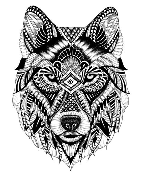 Coloriage dessin monstre loup garou a imprimer. Des loup dans un style aztec stock vecteur libres de ...