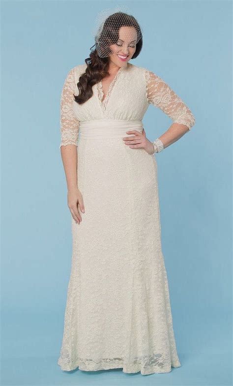 In the front, a plunging neckline and in the back with this wedding dress with sleeves, it's all about the details: The 10 Best Brands for Plus-Size Wedding Dresses | Plus ...