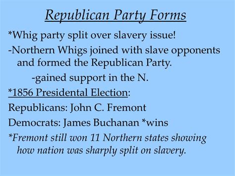 All political parties were founded in the. PPT - Slavery Dominates Politics PowerPoint Presentation ...