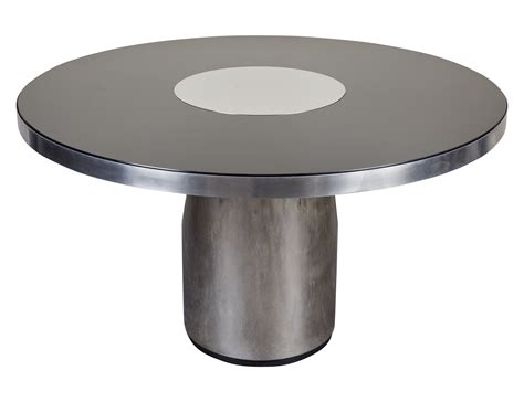 Features a round tabletop in your choice of available finish. Brueton Style Round Hall Steel Table Glass by SUSANNE HOLLIS, INC. | Steel table, Glass table ...
