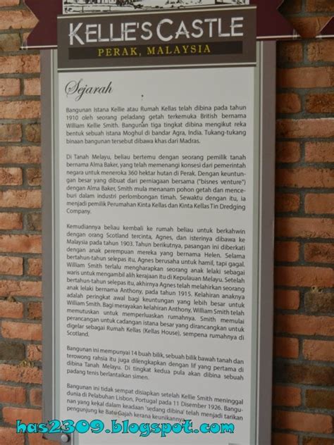 Hij maakte het plan voor eenkasteel met 6 verdiepingen: MY STORY ***: Jejak Sejarah: Kellie's Castle, Batu Gajah ...