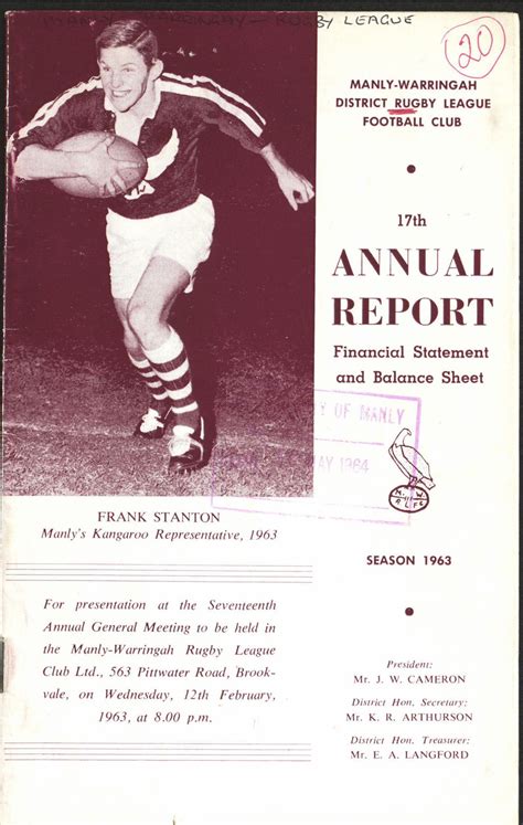 Warringah council war ein lokales verwaltungsgebiet (lga) im australischen bundesstaat new south wales. Manly Warringah Rugby League Club Annual Report 1963 ...