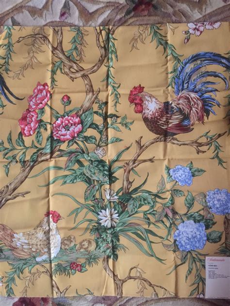 A pattern produced in a fabric by using a certain weave and a certain arrangement of differently colored yarns in both warp and filling. French Country Rooster Fabric Hand Printed pattern ...