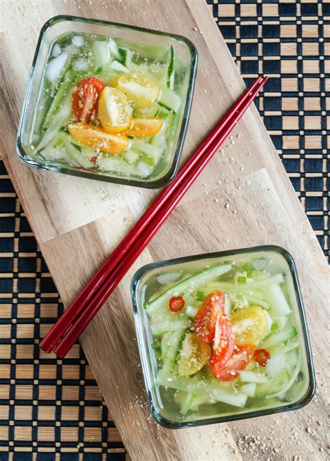 This korean cucumber side dish will be an excellent. Oi Naengguk (Korean Chilled Cucumber Soup) - Tara's ...