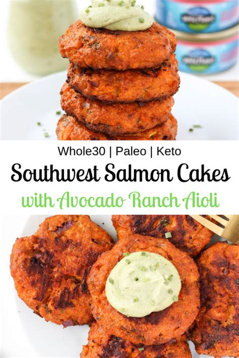 Need help planning keto friendly meals?grab your 21 day keto meal plan here.! Southwest Salmon Cakes with Avocado Ranch Aioli | Recipe | Paleo salmon cakes, Salmon cakes ...
