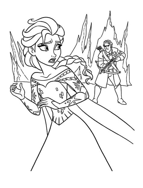 Elsa is a beautiful princess from frozen. Queen Elsa Runaway From Hunter Coloring Pages : Coloring ...