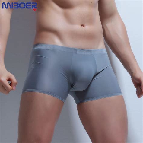 Codes promo, ventes flash, livraison offerte, trouvez le produit de vos rêves à prix réduit ! 2019 Ice Silk Boxer Sexy Men Transparent Men Underwear Low ...