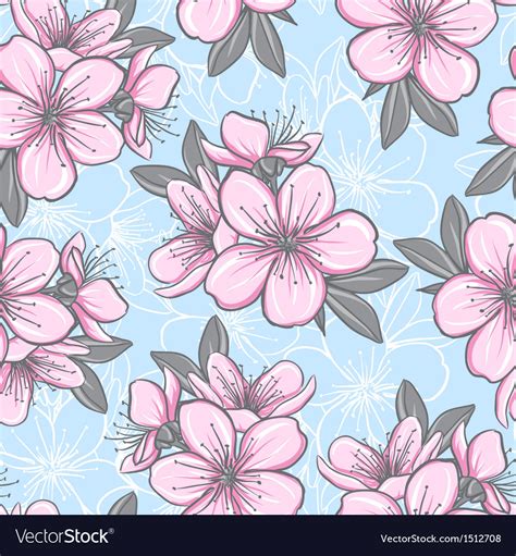 Cherry blossom (apple pink flowers). Seamless pattern with cherry blossom Royalty Free Vector