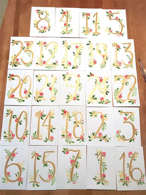 CURRENT PROJECT: PAINTED TABLE NUMBERS FOR ALEXIA - Mospens Studio | Painted table, Hand painted ...