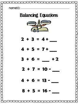 balancing equations worksheet school