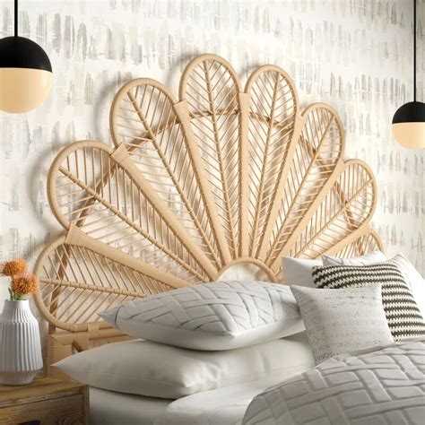 Make a bohemian style headboard with unexpected materials. Casden Rattan Petal Open Frame Headboard in 2021 | Open ...