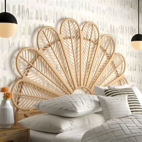 Make a bohemian style headboard with unexpected materials. Casden Rattan Petal Open Frame Headboard in 2021 | Open ...