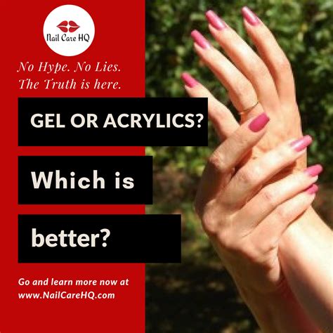 Gel nails are different to acrylic nails as they are not an extension of your natural nails, instead they are a polish that can last for up to 2 weeks. Gel Nails or Acrylic? Which is Better? www.NailCareHQ.com ...