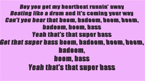 Boom boom baroom boom bay ooh thats that super bass. Nicki Minaj - Super Bass Lyrics - YouTube