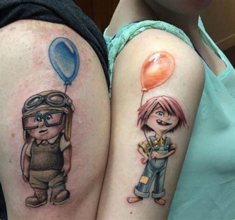 Many people share a common love for the magic of theme parks and classic movies; A Loving Pictures Couple Matching Tattoos | Best couple ...