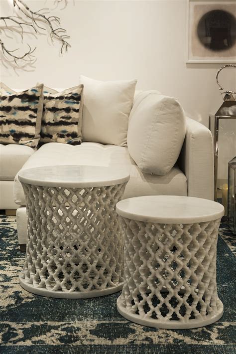 Side tables are a great way to make a simple, affordable update to existing interiors, or add an interesting, practical touch to a newly renovated home. Marble Round Jali Table set by Mantra Furnishings | End ...