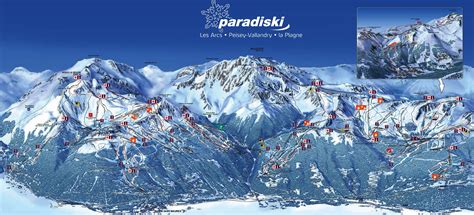 Visualisez les pistes de ski pour la plagne. Piste Map of Paradiski on the French Alps (Les Arcs ...