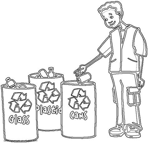 Recycling coloring pages for kids. Recycle bins coloring page || COLORING-PAGES-PRINTABLE.COM