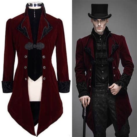 Open front (could not be closed). Burgundy Velvet Double Breasted Victorian Gothic Dress ...