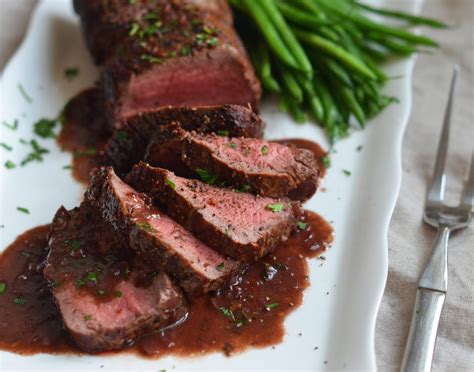 Place steaks on a platter; Roast Beef Tenderloin with Red Wine Sauce - Foodom