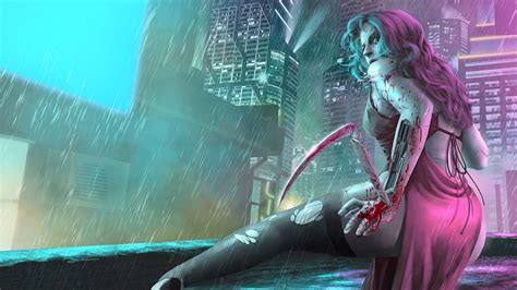 Anime illustration, cyberpunk, video games, pixel art, the last night. Cyberpunk 2077, Girl, Cyborg, 4K, #20 Wallpaper