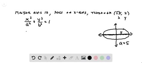 Put the eccentricity into equation (2) you get another equation with a and b. SOLVED:39-56= Finding the Equation of an Ellipse