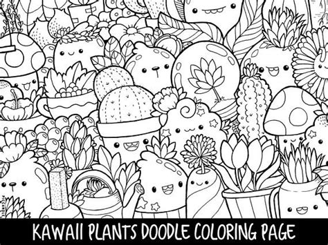 Please adjust image scale settings to your preferred size before printing. Plants Doodle Coloring Page Printable Cute/Kawaii Coloring