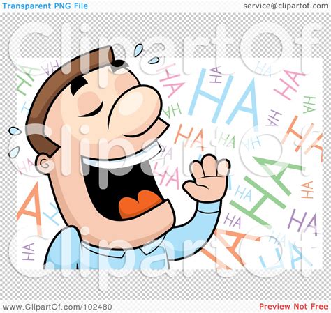 Royalty-Free (RF) Clipart Illustration of a Man Crying From Laughing So Hard, With Ha Has by ...