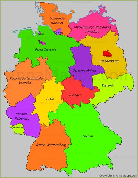 The german national tourist board presents germany as a travel destination. Mappa degli stati federati della Germania | Stati federati ...