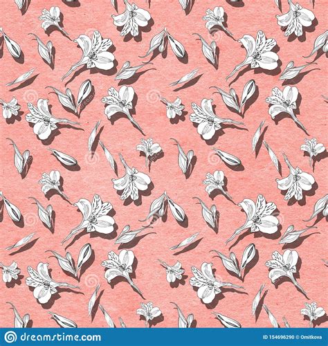 Download this floral seamless background pattern black and white flowers hand drawn vector line art spring summer season fabric swatch textile designwrapping paper vector illustration now. Seamless Floral Pattern With Ink Graphics Flowers On Paper ...